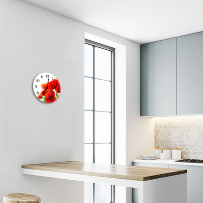 Horloge murale en verre Coquelicots