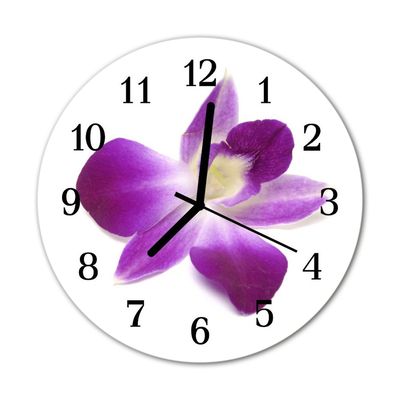 Horloge murale en verre Fleur d'orchidée