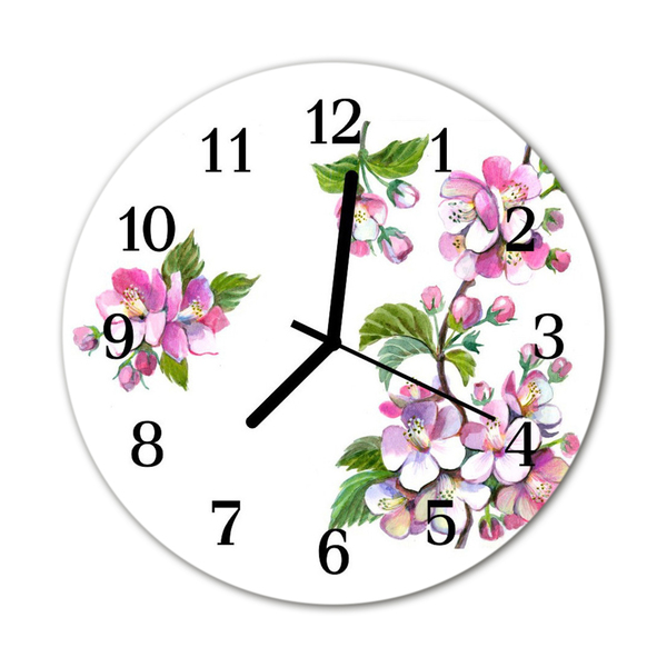 Horloge murale en verre Fleurs