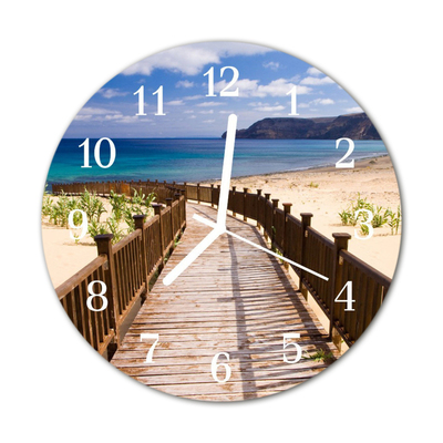 Horloge murale en verre Mer plage