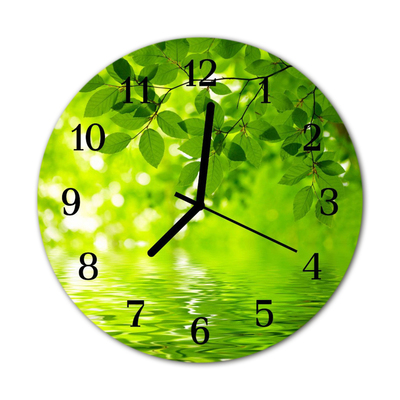 Horloge murale en verre Feuillage