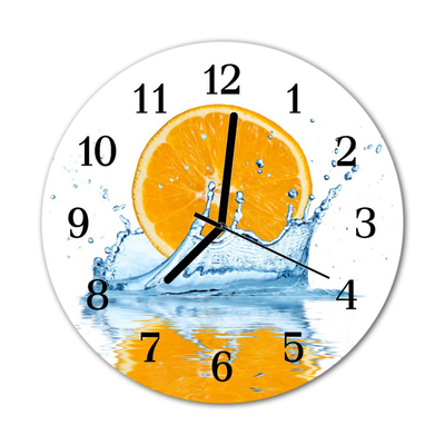 Horloge murale en verre Eau orange