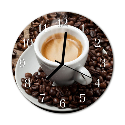 Horloge murale en verre Tasse à café