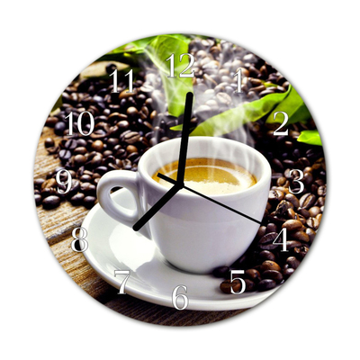 Horloge murale en verre Tasse à café