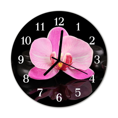 Horloge murale en verre Orchidée