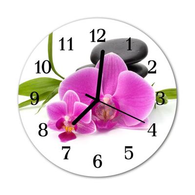 Horloge murale en verre Orchidée