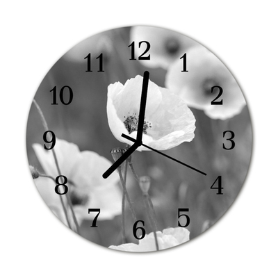 Horloge murale en verre Coquelicots