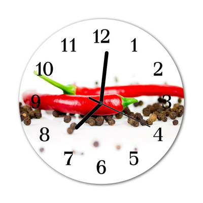 Horloge murale en verre Poivre de paprika