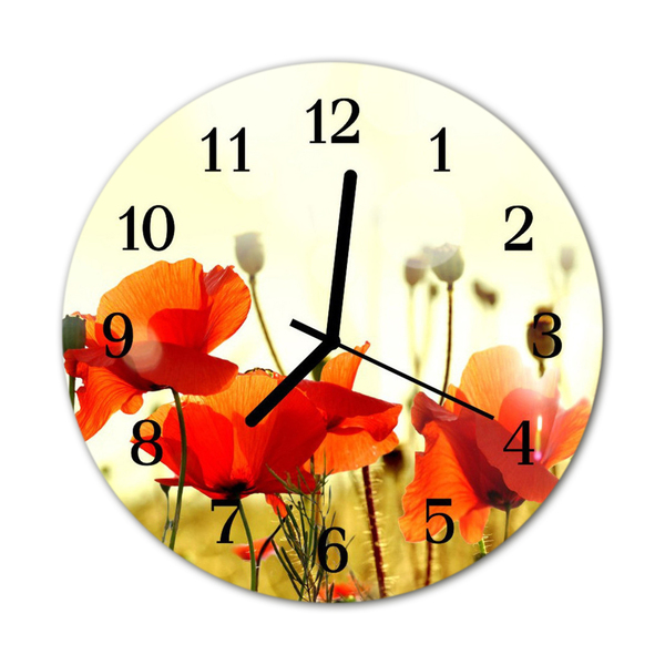 Horloge murale en verre Coquelicots