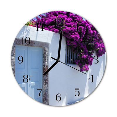 Horloge murale en verre Fleurs maison