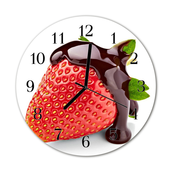 Horloge murale en verre Chocolat aux fraises