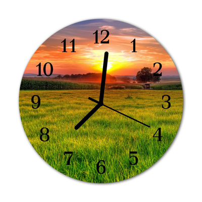 Horloge murale en verre Prairie de paysage