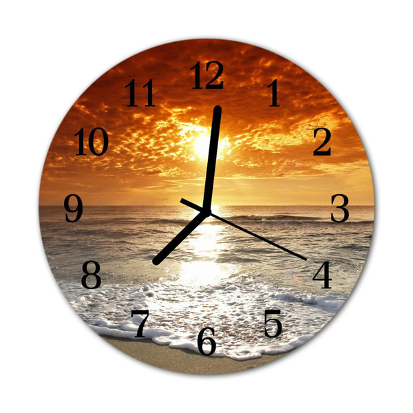 Horloge murale en verre Mer plage