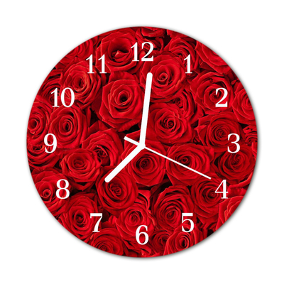 Horloge murale en verre Roses
