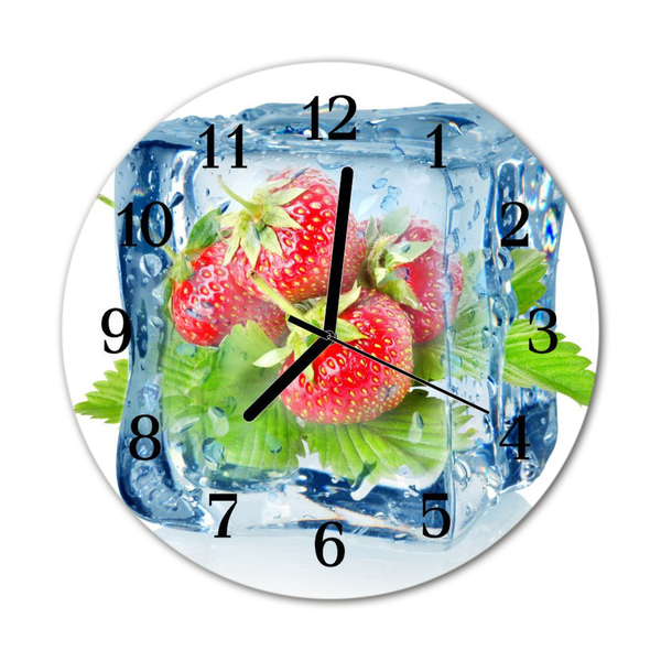 Horloge murale en verre Fraises à la crème glacée