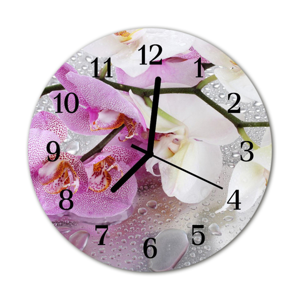 Horloge murale en verre Orchidée