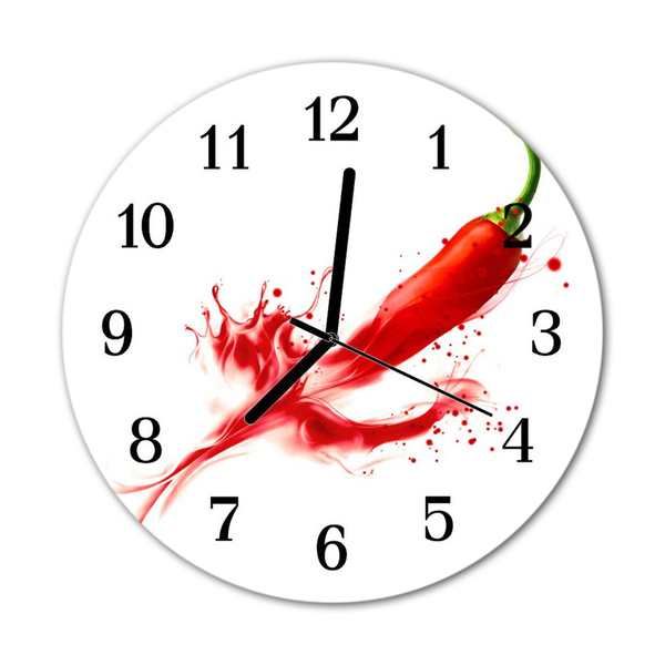 Horloge murale en verre Poivre chili