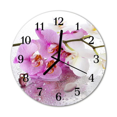 Horloge murale en verre Orchidée