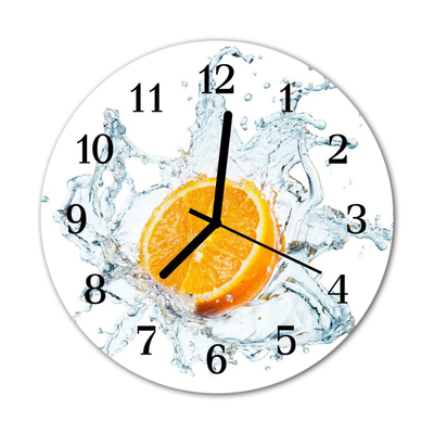 Horloge murale en verre L'eau orange