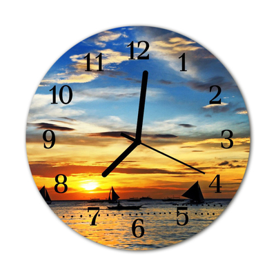 Horloge murale en verre Coucher du soleil