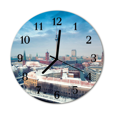 Horloge murale en verre Ville d'hiver