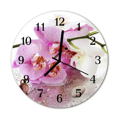 Horloge murale en verre Orchidée