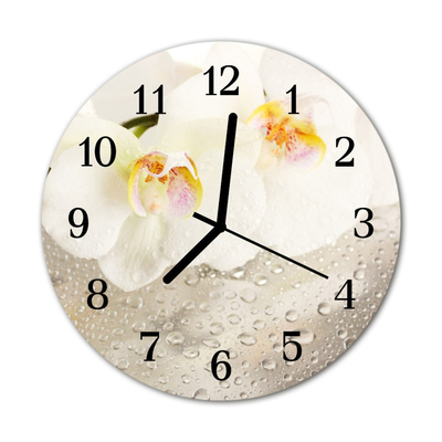 Horloge murale en verre Orchidée