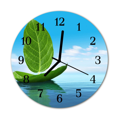 Horloge murale en verre Feuilles