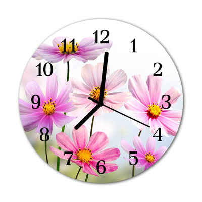 Horloge murale en verre Fleurs