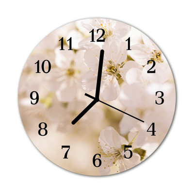 Horloge murale en verre Fleurs