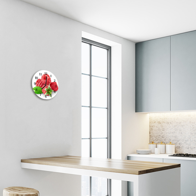 Horloge murale en verre Framboises