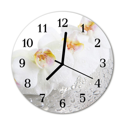 Horloge murale en verre Orchidée