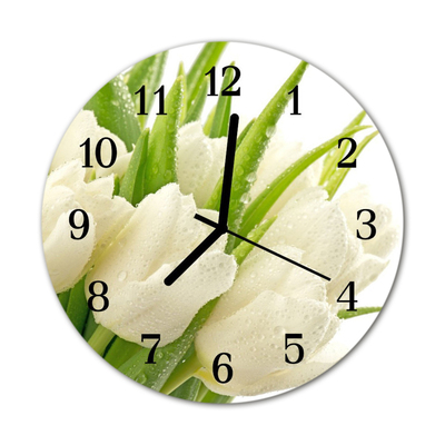 Horloge murale en verre Tulipes