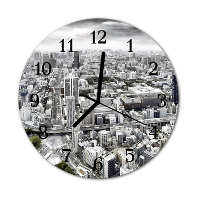 Horloge murale en verre Ville