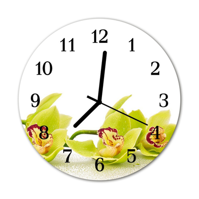 Horloge murale en verre Orchidée