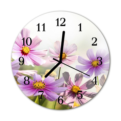 Horloge murale en verre Fleurs