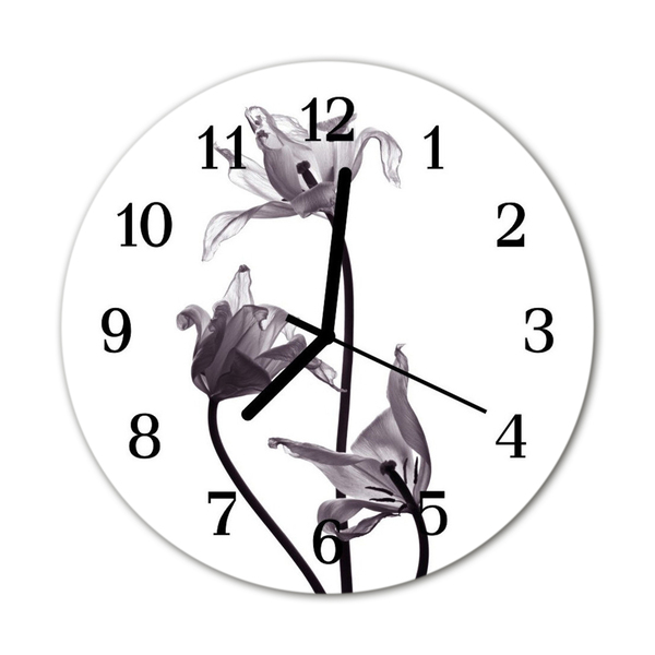 Horloge murale en verre Fleurs