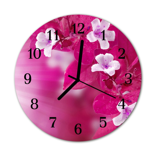 Horloge murale en verre Fleurs