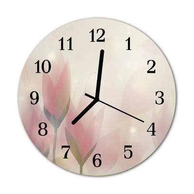 Horloge murale en verre Fleurs