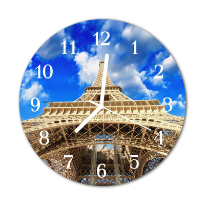 Horloge murale en verre Tour eiffel