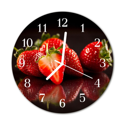 Horloge murale en verre Fraises