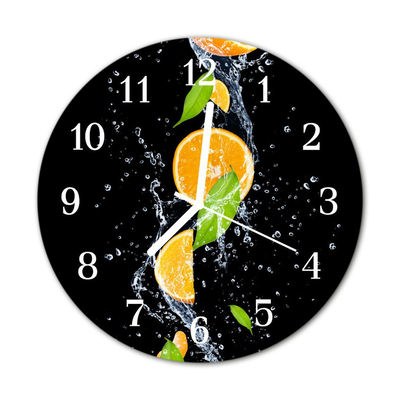 Horloge murale en verre Oranges