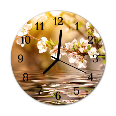 Horloge murale en verre Fleurs