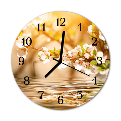 Horloge murale en verre Fleurs