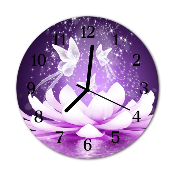 Horloge murale en verre Fleur