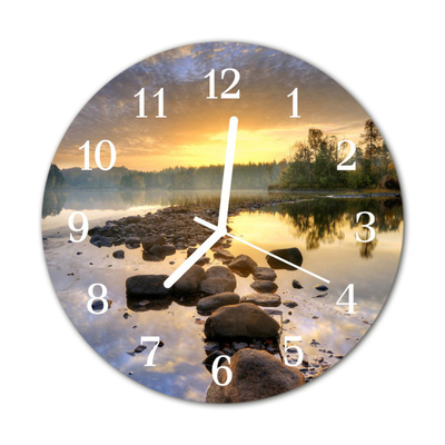 Horloge murale en verre Lac nature