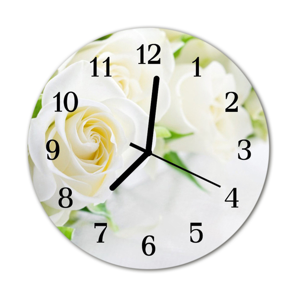 Horloge murale en verre Roses