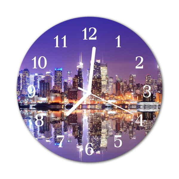 Horloge murale en verre Ville