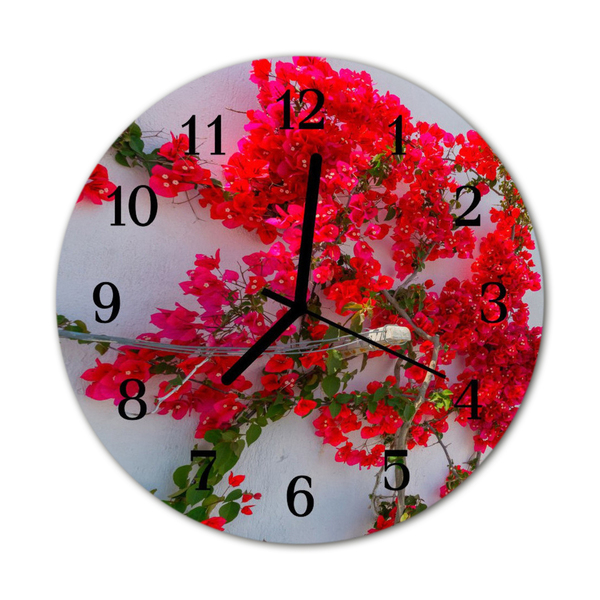 Horloge murale en verre Fleurs