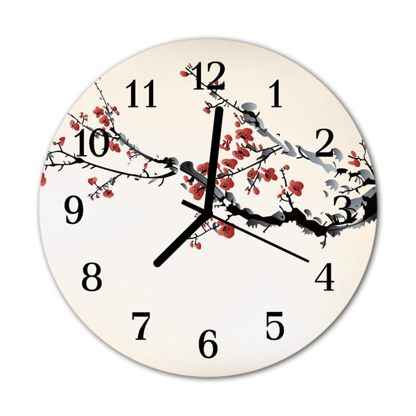 Horloge murale en verre Fleurs